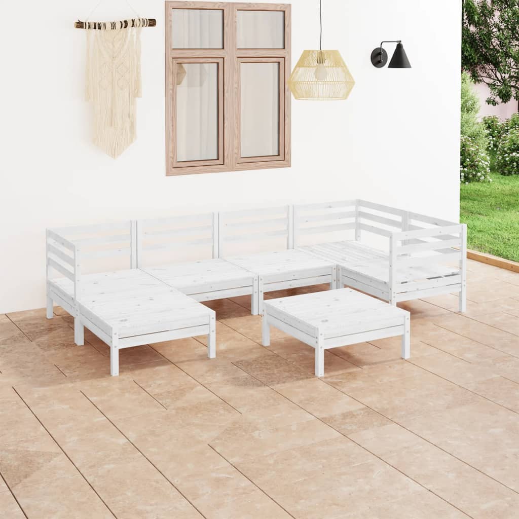 7-tlg. Garten-Lounge-Set Massivholz Kiefer Weiss